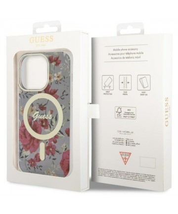 Guess GUHMP14LHCFWSA iPhone 14 Pro 6.1" green/khaki hardcase Flower MagSafe