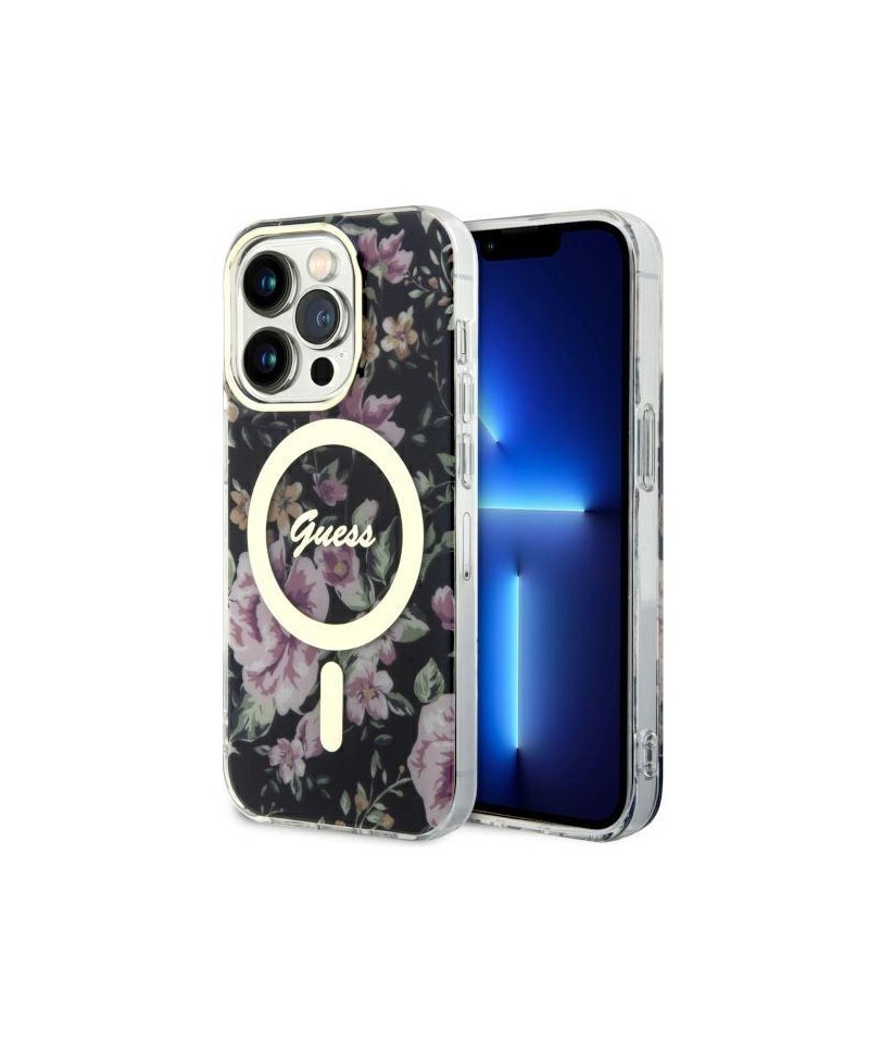Guess GUHMP14LHCFWSK iPhone 14 Pro 6.1" black/black hardcase Flower MagSafe