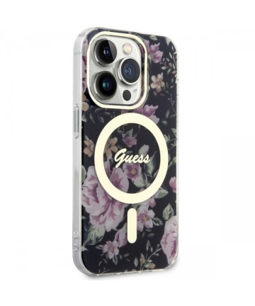 Guess GUHMP14LHCFWSK iPhone 14 Pro 6.1" black/black hardcase Flower MagSafe