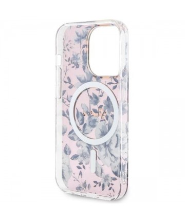Guess GUHMP14LHCFWSP iPhone 14 Pro 6.1" pink/pink hardcase Flower MagSafe