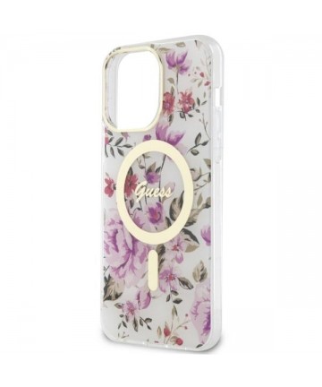 Guess GUHMP14LHCFWST iPhone 14 Pro 6.1" transparent hardcase Flower MagSafe