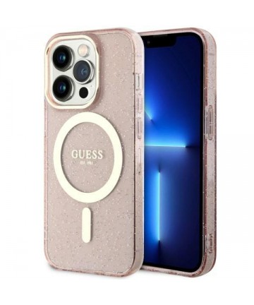 Guess GUHMP14LHCMCGP iPhone 14 Pro 6.1" pink/pink hardcase Glitter Gold MagSafe