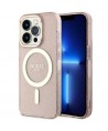 Guess GUHMP14LHCMCGP iPhone 14 Pro 6.1" pink/pink hardcase Glitter Gold MagSafe