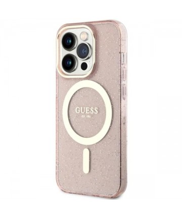 Guess GUHMP14LHCMCGP iPhone 14 Pro 6.1" pink/pink hardcase Glitter Gold MagSafe