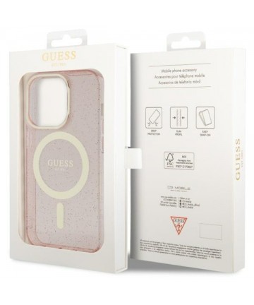 Guess GUHMP14LHCMCGP iPhone 14 Pro 6.1" pink/pink hardcase Glitter Gold MagSafe