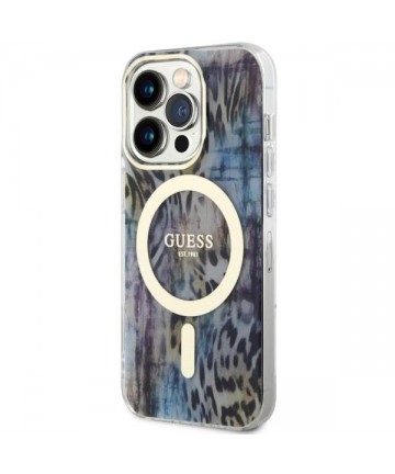 Guess GUHMP14LHLEOPWB iPhone 14 Pro 6.1" blue/blue hardcase Leopard MagSafe