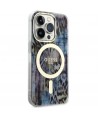 Guess GUHMP14LHLEOPWB iPhone 14 Pro 6.1" blue/blue hardcase Leopard MagSafe