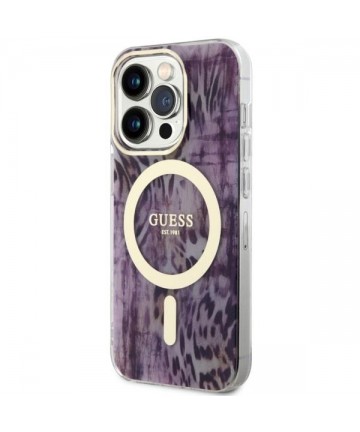 Guess GUHMP14LHLEOPWP iPhone 14 Pro 6.1" pink/pink hardcase Leopard MagSafe