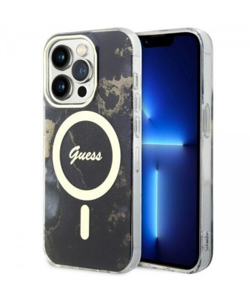 Guess GUHMP14LHTMRSK iPhone 14 Pro 6.1" black/black hardcase Golden Marble MagSafe