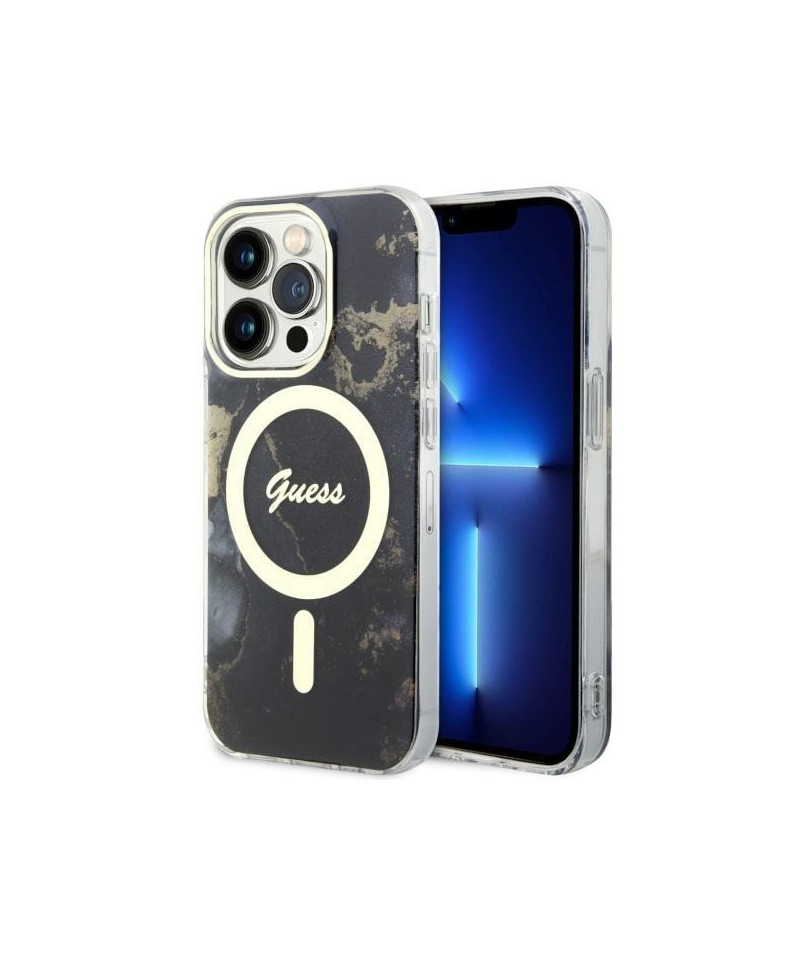 Guess GUHMP14LHTMRSK iPhone 14 Pro 6.1" black/black hardcase Golden Marble MagSafe