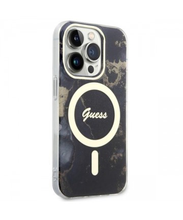 Guess GUHMP14LHTMRSK iPhone 14 Pro 6.1" black/black hardcase Golden Marble MagSafe