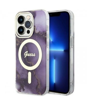 Guess GUHMP14LHTMRSU iPhone 14 Pro 6.1" purple/purple hardcase Golden Marble MagSafe