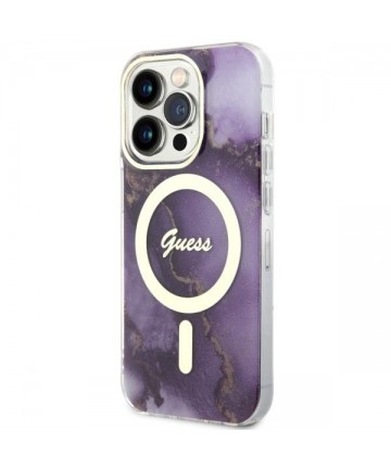 Guess GUHMP14LHTMRSU iPhone 14 Pro 6.1" purple/purple hardcase Golden Marble MagSafe