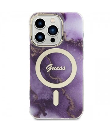 Guess GUHMP14LHTMRSU iPhone 14 Pro 6.1" purple/purple hardcase Golden Marble MagSafe