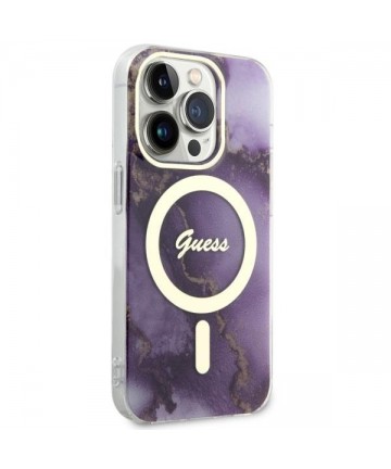 Guess GUHMP14LHTMRSU iPhone 14 Pro 6.1" purple/purple hardcase Golden Marble MagSafe