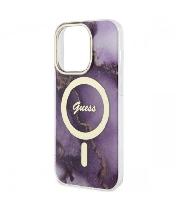 Guess GUHMP14LHTMRSU iPhone 14 Pro 6.1" purple/purple hardcase Golden Marble MagSafe