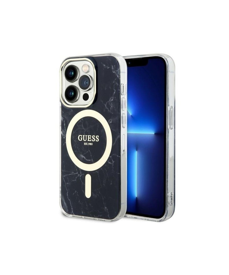 Guess GUHMP14LPCUMAK iPhone 14 Pro 6.1" black/black hardcase Marble MagSafe