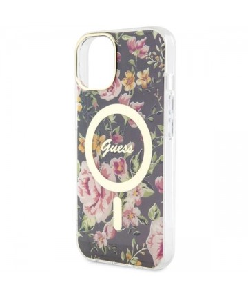 Guess GUHMP14MHCFWSK iPhone 14 Plus 6.7" black/black hardcase Flower MagSafe