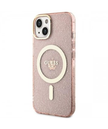 Guess GUHMP14MHCMCGP iPhone 14 Plus 6.7" pink/pink hardcase Glitter Gold MagSafe