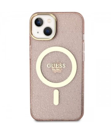 Guess GUHMP14MHCMCGP iPhone 14 Plus 6.7" pink/pink hardcase Glitter Gold MagSafe