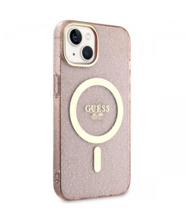 Guess GUHMP14MHCMCGP iPhone 14 Plus 6.7" pink/pink hardcase Glitter Gold MagSafe