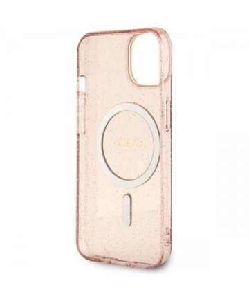 Guess GUHMP14MHCMCGP iPhone 14 Plus 6.7" pink/pink hardcase Glitter Gold MagSafe