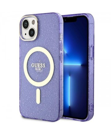 Guess GUHMP14MHCMCGU iPhone 14 Plus 6.7" purple/purple hardcase Glitter Gold MagSafe