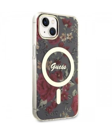 Guess Flower MagSafe case for iPhone 14 - green