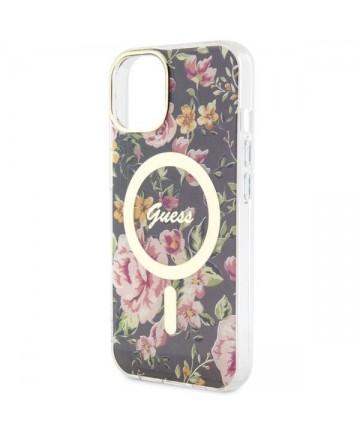 Guess Flower MagSafe case for iPhone 14 - black