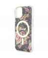 Guess Flower MagSafe case for iPhone 14 - black