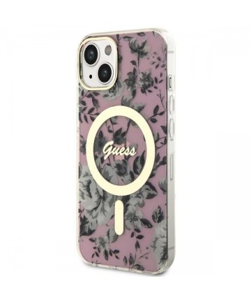 Guess Flower MagSafe case for iPhone 14 - pink