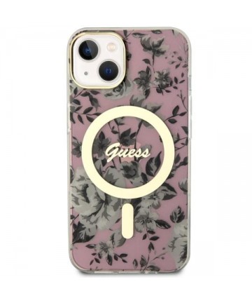 Guess Flower MagSafe case for iPhone 14 - pink