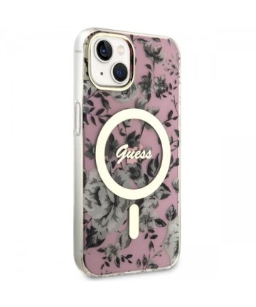 Guess Flower MagSafe case for iPhone 14 - pink