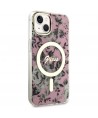 Guess Flower MagSafe case for iPhone 14 - pink