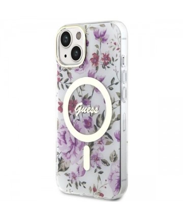 Guess Flower MagSafe case for iPhone 14 - transparent