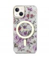 Guess Flower MagSafe case for iPhone 14 - transparent
