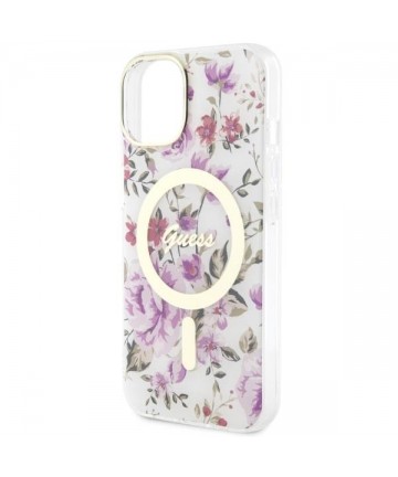 Guess Flower MagSafe case for iPhone 14 - transparent