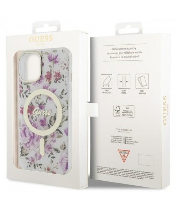 Guess Flower MagSafe case for iPhone 14 - transparent