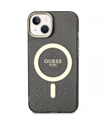 Guess Glitter Gold MagSafe case for iPhone 14 - black