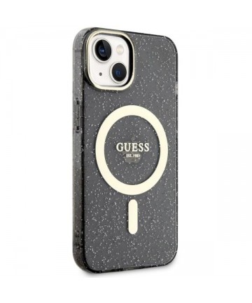 Guess Glitter Gold MagSafe case for iPhone 14 - black