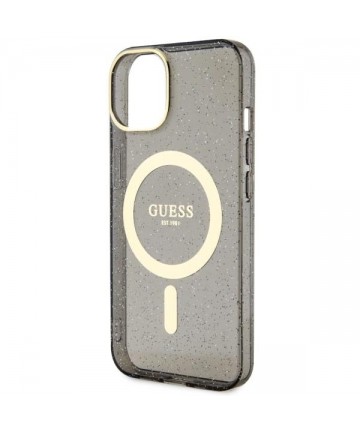 Guess Glitter Gold MagSafe case for iPhone 14 - black