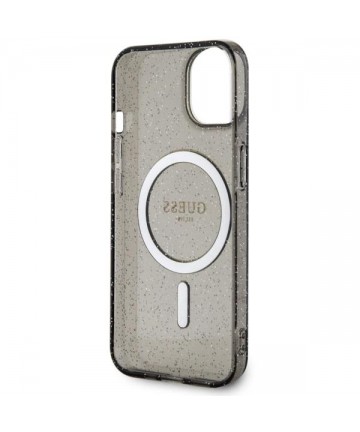 Guess Glitter Gold MagSafe case for iPhone 14 - black