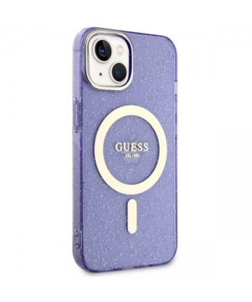 Guess Glitter Gold MagSafe case for iPhone 14 - purple