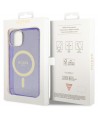 Guess Glitter Gold MagSafe case for iPhone 14 - purple