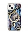 Guess Leopard MagSafe case for iPhone 14 - blue