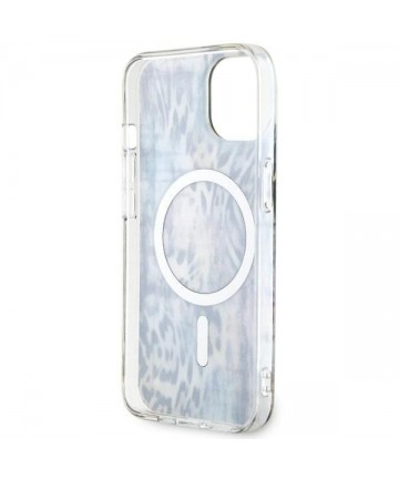 Guess Leopard MagSafe case for iPhone 14 - blue
