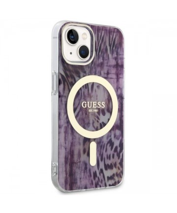 Guess Leopard MagSafe case for iPhone 14 - pink