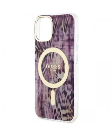 Guess Leopard MagSafe case for iPhone 14 - pink