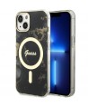 Guess GUHMP14SHTMRSK iPhone 14 6.1" black/black hardcase Golden Marble MagSafe