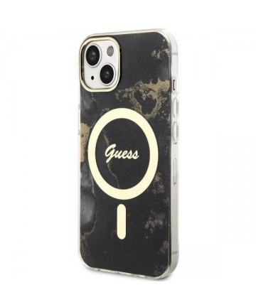 Guess GUHMP14SHTMRSK iPhone 14 6.1" black/black hardcase Golden Marble MagSafe